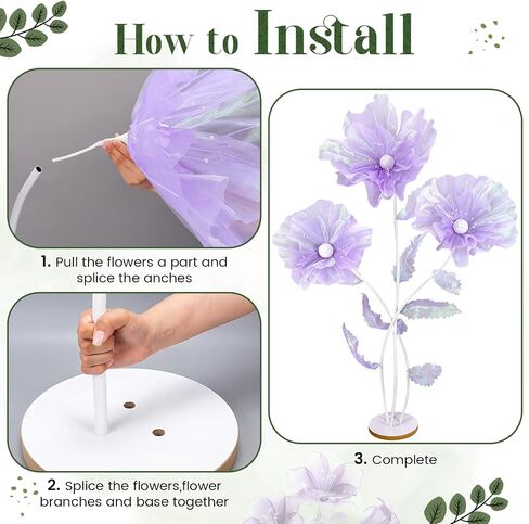 Norme 6 ft Giant Silk Flower for Decoration with Stand Artificial Decor Big Silk Flowers for Wall Backdrop Photo Props Wedding Birthday Party Baby Shower Background Decor(Purple) in Kuwait