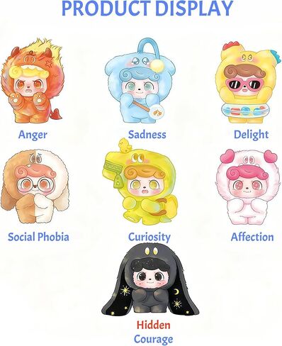 Q.Kid Emotional Hairy Monsters Series Plush Keychain Blind Box 1Pcs (1 of 7 Possible Styles) Cute Collectible Key Ring Birthday Gifts in Saudi Arabia