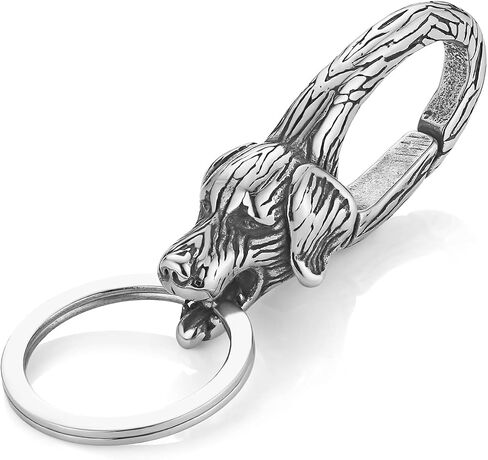 HZMAN Animal Shaped Keychain, Heavy Duty Polished Stainless Steel Key Ring, Carabiner Clip for Outdoor Hiking Backpack in Kuwait