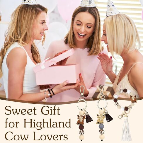 3 Pcs Highland Cow Keychain, Highland Cow Gifts for WomenBrown Silicone Western Decor Favors Cute Gifts Animal Hyland Cow Keychain Wristlet with Tassel for Women Men Gift in Saudi Arabia