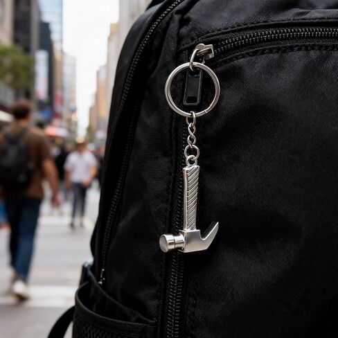 Hammer Keychain Bag Charms Metal Cute Tool Claw Hammer Car Key Chain Ring Pendant for Handbag Purse Men Boys in Saudi Arabia