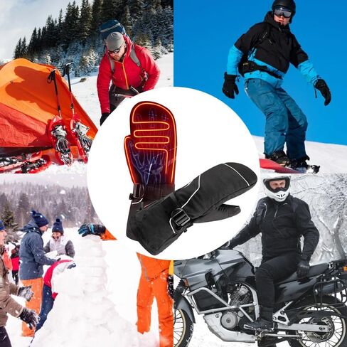 Heated Ski Mittens for Men & Women, Rechargeable Waterproof Winter Snow Mittens with Adjustable Heat for Skiing and Snowboarding(XX-Samll) in Saudi Arabia