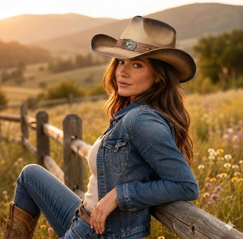 Classic Straw Western Cowboy Hat for Men and Women, Cowgirl Hat, Structured Wide Brim Cattleman Rodeo Sun Hat for Ranch, Farm, Country Concert, Outdoor Party in Saudi Arabia