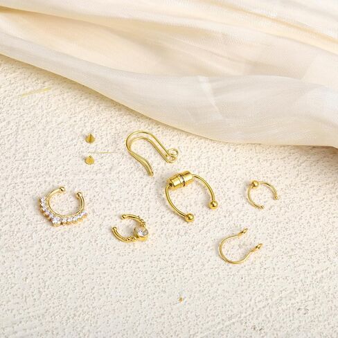 6 Pcs Fake Lip Ring Gold Septum Ring Fake Nose Piercing Faux Septum Piercing for Women Men Non Piercings in Saudi Arabia