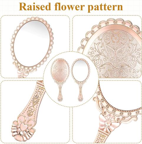 12 Pcs Vintage Handheld Mirrors, Vintage Handheld Mirror for Makeup Princess Mirrors Small Travel Handle Mirrors Portable Small Compact-Mirror for Women Wedding Classroom Tabletop Party in Saudi Arabia