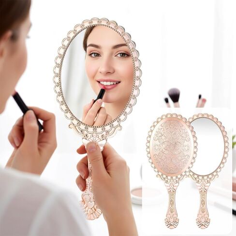 12 Pcs Vintage Handheld Mirrors, Vintage Handheld Mirror for Makeup Princess Mirrors Small Travel Handle Mirrors Portable Small Compact-Mirror for Women Wedding Classroom Tabletop Party in Saudi Arabia