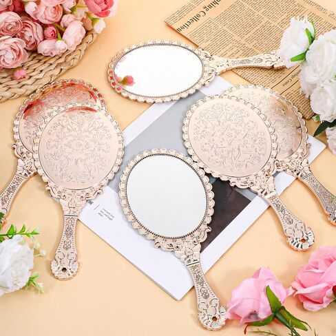 12 Pcs Vintage Handheld Mirrors, Vintage Handheld Mirror for Makeup Princess Mirrors Small Travel Handle Mirrors Portable Small Compact-Mirror for Women Wedding Classroom Tabletop Party in Saudi Arabia