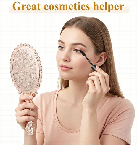 12 Pcs Vintage Handheld Mirrors, Vintage Handheld Mirror for Makeup Princess Mirrors Small Travel Handle Mirrors Portable Small Compact-Mirror for Women Wedding Classroom Tabletop Party in Saudi Arabia