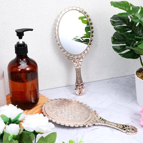 12 Pcs Vintage Handheld Mirrors, Vintage Handheld Mirror for Makeup Princess Mirrors Small Travel Handle Mirrors Portable Small Compact-Mirror for Women Wedding Classroom Tabletop Party in Saudi Arabia