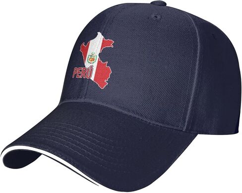 Peruvian Pride Map of Peru Hat Adult Unisex Adjustable Baseball Cap Trucker Sun Visor Outdoor Sports Cap for Men Women in Kuwait