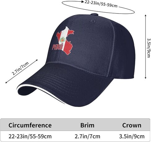 Peruvian Pride Map of Peru Hat Adult Unisex Adjustable Baseball Cap Trucker Sun Visor Outdoor Sports Cap for Men Women in Kuwait