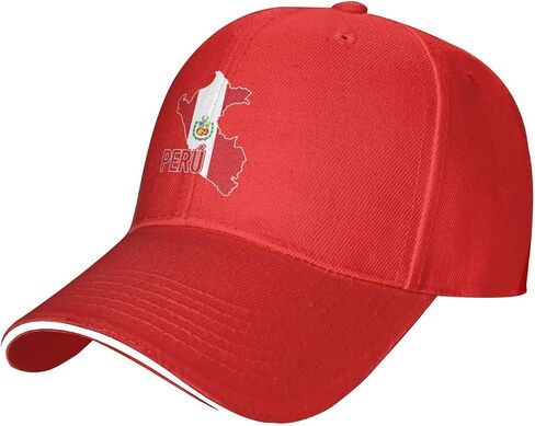 Peruvian Pride Map of Peru Hat Adult Unisex Adjustable Baseball Cap Trucker Sun Visor Outdoor Sports Cap for Men Women in Kuwait