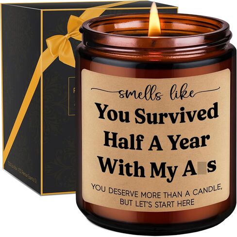 GSPY Scented Candle, 6 Month Anniversary Candle Gifts for Boyfriend, Girlfriend - Six, 6 Months Anniversary Wedding Gifts for Him, Her - Funny Half Year, Dating Anniv. Ideas for Husband, Wife, Couple in Kuwait
