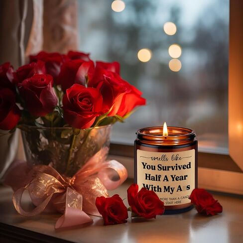 GSPY Scented Candle, 6 Month Anniversary Candle Gifts for Boyfriend, Girlfriend - Six, 6 Months Anniversary Wedding Gifts for Him, Her - Funny Half Year, Dating Anniv. Ideas for Husband, Wife, Couple in Kuwait