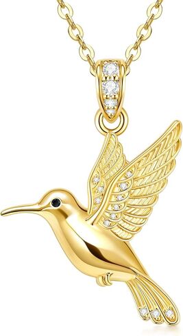 WOAINI Hummingbird Bird Necklace for Women 14K Gold Plated Humming Birds Pendant Jewelry Gifts for Hummingbird Lovers in Saudi Arabia