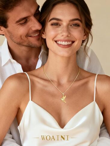 WOAINI Hummingbird Bird Necklace for Women 14K Gold Plated Humming Birds Pendant Jewelry Gifts for Hummingbird Lovers in Saudi Arabia