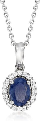 Ross-Simons 1.50 Carat Sapphire and .20 ct. t.w. White Topaz Pendant Necklace in Sterling Silver in Saudi Arabia