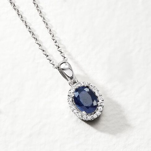 Ross-Simons 1.50 Carat Sapphire and .20 ct. t.w. White Topaz Pendant Necklace in Sterling Silver in Saudi Arabia