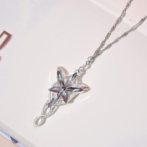 Valman Arwen Evenstar Necklace Lord of The Ring Hobbit Pendant Necklace with Cubic Zirconia,Elvish Jewelry for Women in Kuwait