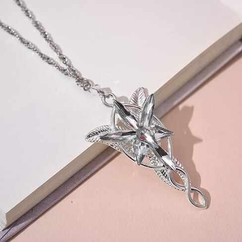 Valman Arwen Evenstar Necklace Lord of The Ring Hobbit Pendant Necklace with Cubic Zirconia,Elvish Jewelry for Women in Kuwait