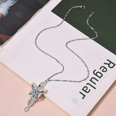 Valman Arwen Evenstar Necklace Lord of The Ring Hobbit Pendant Necklace with Cubic Zirconia,Elvish Jewelry for Women in Kuwait