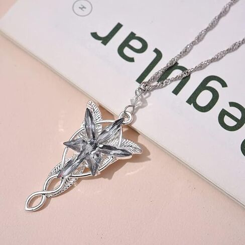 Valman Arwen Evenstar Necklace Lord of The Ring Hobbit Pendant Necklace with Cubic Zirconia,Elvish Jewelry for Women in Kuwait