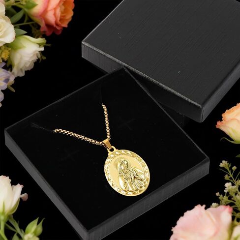 Virgin Mary Necklace, Catholic Religious Medal Pendant Bless Safety Gift for Men & Women Family Friends in Saudi Arabia