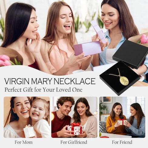 Virgin Mary Necklace, Catholic Religious Medal Pendant Bless Safety Gift for Men & Women Family Friends in Saudi Arabia