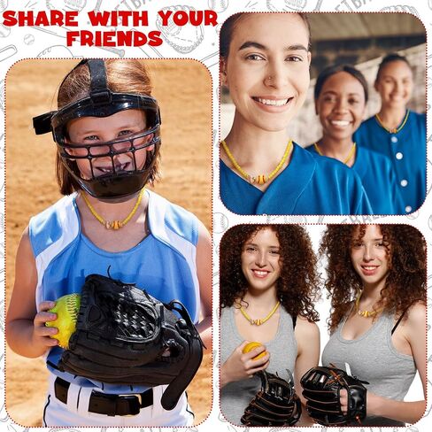 Tondiamo 12 Sets Softball Beaded Necklace Team Gifts for Softball Lovers Inspirational Jewelry Pendant Sport Necklace with Card and Opp Bags Team Chain Gifts for Sports Player Party Favors in Kuwait