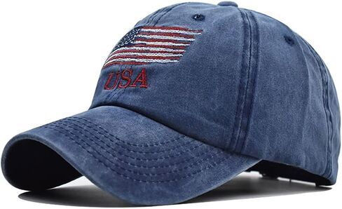 Utaly Washed-Cotton-USA-Flag Baseball-Cap Adjustable One Size Dad-Tracker-Hat in Saudi Arabia