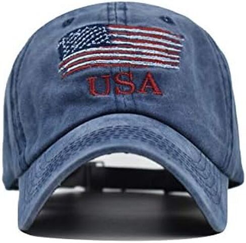 Utaly Washed-Cotton-USA-Flag Baseball-Cap Adjustable One Size Dad-Tracker-Hat in Saudi Arabia
