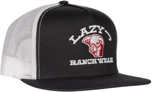 Lazy J Ranch Black & White Embroidered Show Time Classic Five Panel Trucker Hat - Adjustable Unisex Country Hats, Vintage Trucker Hat in Saudi Arabia