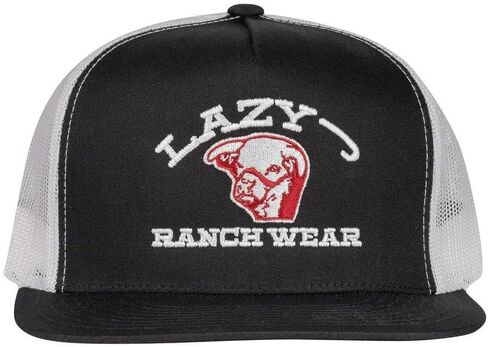 Lazy J Ranch Black & White Embroidered Show Time Classic Five Panel Trucker Hat - Adjustable Unisex Country Hats, Vintage Trucker Hat in Saudi Arabia