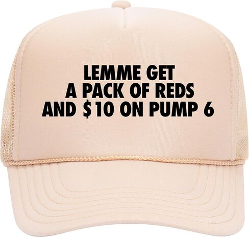 Lemme Get A Pack of Reds and $10 On Pump 6 Trucker Hat | Meme Funny Cowboy | Premium Foam Snapback Hat for Men & Women in Kuwait