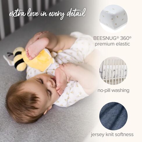 Burt's Bees Baby Essential Organic Cotton Fitted Crib Sheet, Breathable for Boy Girl Standard Crib & Toddler Mattresses in Kuwait