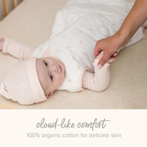 Burt's Bees Baby Essential Organic Cotton Fitted Crib Sheet, Breathable for Boy Girl Standard Crib & Toddler Mattresses in Kuwait