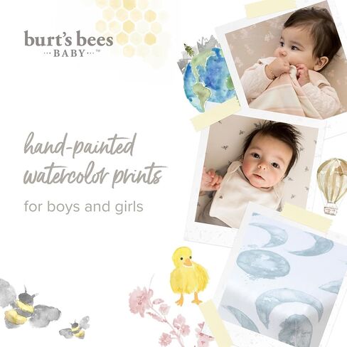 Burt's Bees Baby Essential Organic Cotton Fitted Crib Sheet, Breathable for Boy Girl Standard Crib & Toddler Mattresses in Kuwait