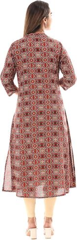 Vi VIHAAN IMPEX Cotton Kurta for Women Elegant Anarkali Dress Kurtis for Women Indian Style Traditional Indian Kurta Brown in Saudi Arabia