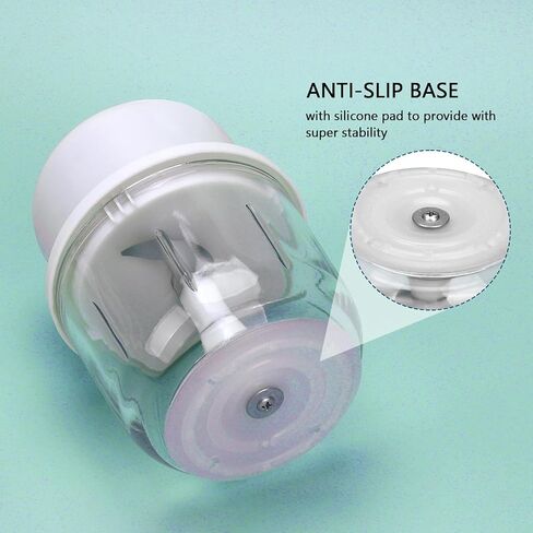 Cordless Electric Food Chopper, 3-Layer Stainless Steel Blades, Rechargeable – 8.5 Oz Portable Mini Food Processor for Vegetables, Garlic, Fruits, with Silicone Spoon in Saudi Arabia