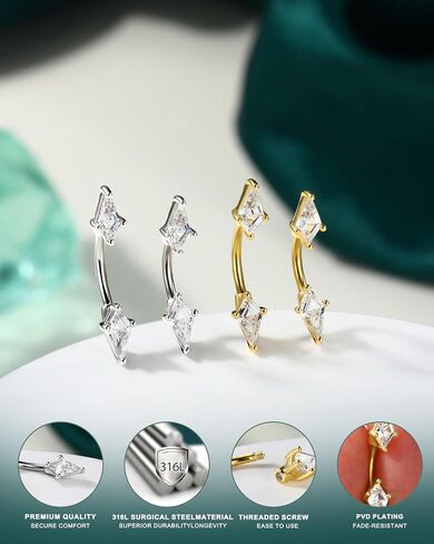 مجوهرات ثقب الرخ البسيطة من COCHARM، حلقات الحاجب 16 جرام، أقراط الفص الحلزوني العمودي من الفولاذ المقاوم للصدأ 6/8 مم in Kuwait