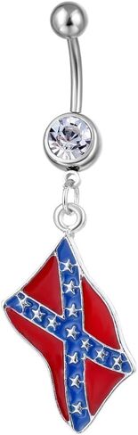 14G USA American Flag Dangle Belly Button Rings for Women Stainless Steel Belly Navel Curved Barbell Dangling Body Piercing Jewelry for Women in Kuwait