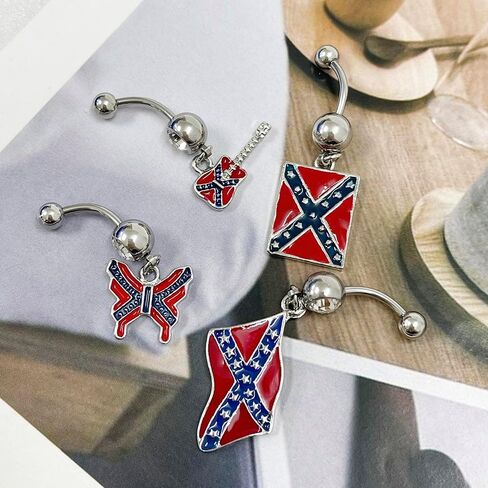 14G USA American Flag Dangle Belly Button Rings for Women Stainless Steel Belly Navel Curved Barbell Dangling Body Piercing Jewelry for Women in Kuwait