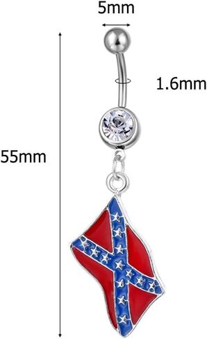 14G USA American Flag Dangle Belly Button Rings for Women Stainless Steel Belly Navel Curved Barbell Dangling Body Piercing Jewelry for Women in Kuwait