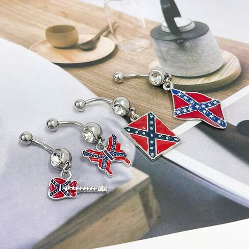 14G USA American Flag Dangle Belly Button Rings for Women Stainless Steel Belly Navel Curved Barbell Dangling Body Piercing Jewelry for Women in Kuwait