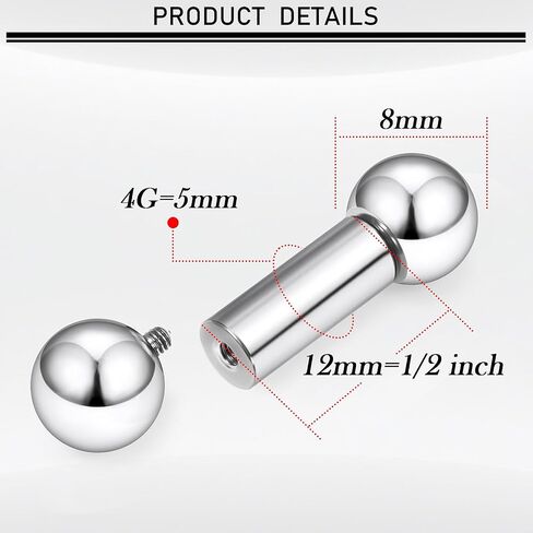 16G-00G Tongue Rings Nipple Piercings Internally Threaded Straight Barbell 316L Surgical Steel Body Piercing Jewelry for Women Men Black silver 12mm 14mm 16mm 19mm Bars Length in Saudi Arabia