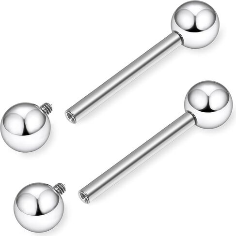 16G-00G Tongue Rings Nipple Piercings Internally Threaded Straight Barbell 316L Surgical Steel Body Piercing Jewelry for Women Men Black silver 12mm 14mm 16mm 19mm Bars Length in Saudi Arabia