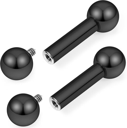 16G-00G Tongue Rings Nipple Piercings Internally Threaded Straight Barbell 316L Surgical Steel Body Piercing Jewelry for Women Men Black silver 12mm 14mm 16mm 19mm Bars Length in Saudi Arabia