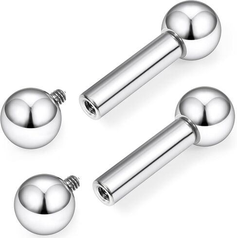 16G-00G Tongue Rings Nipple Piercings Internally Threaded Straight Barbell 316L Surgical Steel Body Piercing Jewelry for Women Men Black silver 12mm 14mm 16mm 19mm Bars Length in Saudi Arabia