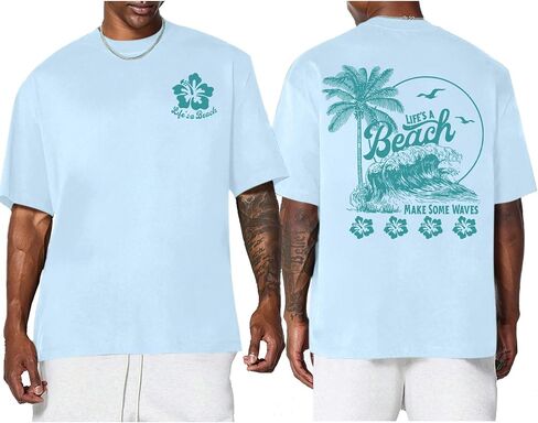 Mens Graphic Tees Hibiscus Flower Palm Tree Print Shirts Beach T-Shirt Oversized Cotton Casual Tshirt Summer Top in Saudi Arabia