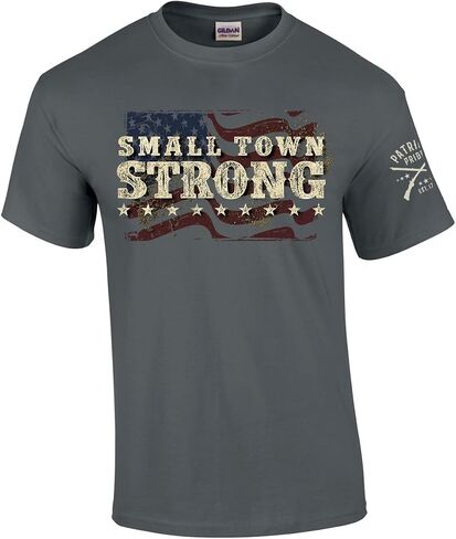 Trenz Shirt Company Small Town Strong Country Music Short Sleeve T-Shirt Graphic Tee-Charcoal-XL in Kuwait